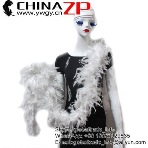 CHINAZP Factory 10yards/lot Selected Prime Quality 80G White Turkey Chandelle Feathers Boas for Wedding Decorations