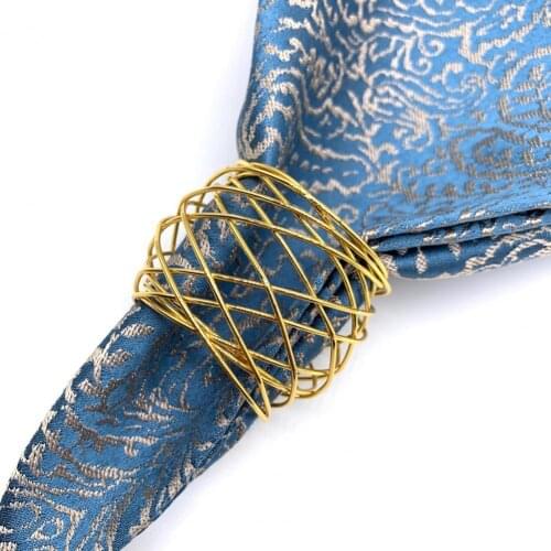 6Pcs Napkin Rings Reusable Multi-purpose Mesh Design Metal Decoration Napkin Holder for Wedding Napkin Ring Party Decoration