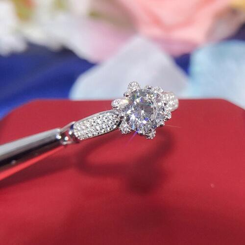 White Gold 18K Au750 1ct 6.5mm Round Brilliant Cut Moissanite Ring Lab Diamond Engagement Ring Wedding Ring For Women Jewelry