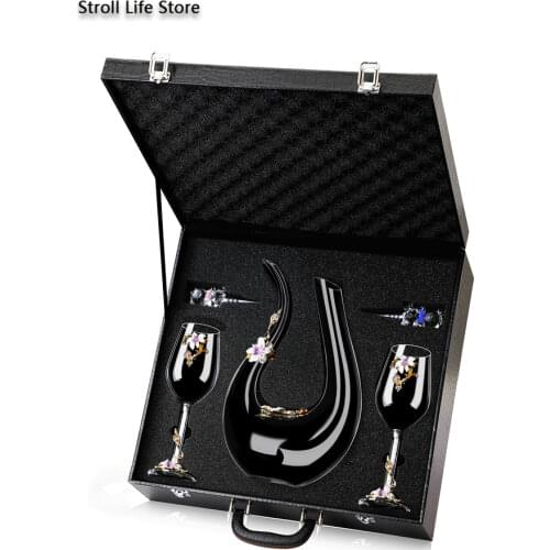 Creative Crystal Diamond Red Wine Cup Goblet Cocktail Glass Leather Box Nordic Wine Set Wedding Glasses Szklanki Gift Box FJ038