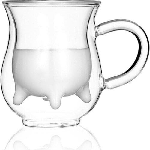 Creative Milk Mugs Double Layer Heat-resistant Glass Cup Water Juice Coffee Mug Vaso De Vidrio Container Wine Beer Whiskey Gift