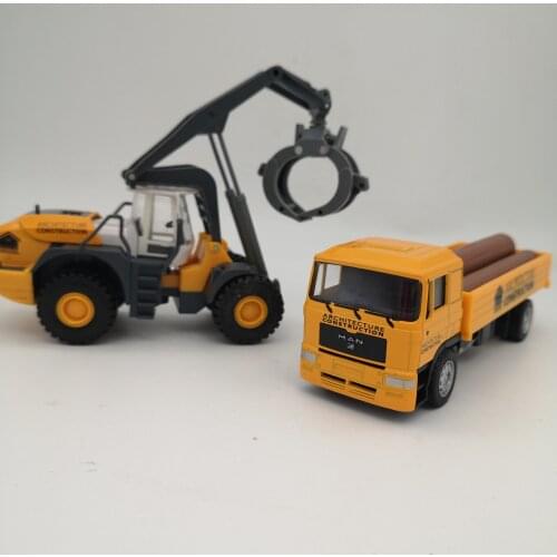 Diecast 1:43 Scale MAN Truck Wood Transporter Crane Combined Sand Table Landscaping Decoration Engineering Child Toy Car Display