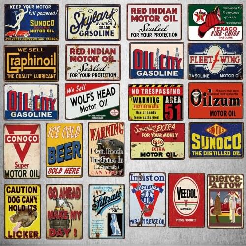 Motor Oil Metal Tin Sign Shabby Chic Plaque For Wall Motorcycle Auto Tire Shop Garage Gas Station Retro Home Decor DU-4231A