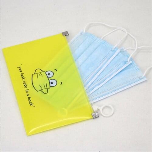 Cute Face Cover Storage Bags Zipper Face Covers Packaging Punch SeaLED Temporary Storage Folder Reusable Storage Bags