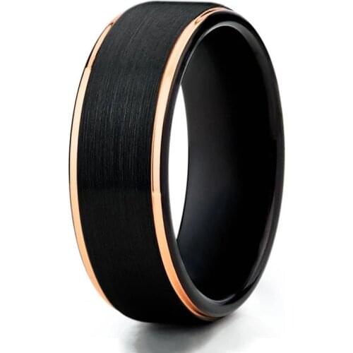 8mm Fashion Men Rings Black Brushed Simple Rings Wedding Bands Classic Jewelry For Men Christmas Gift Accessories