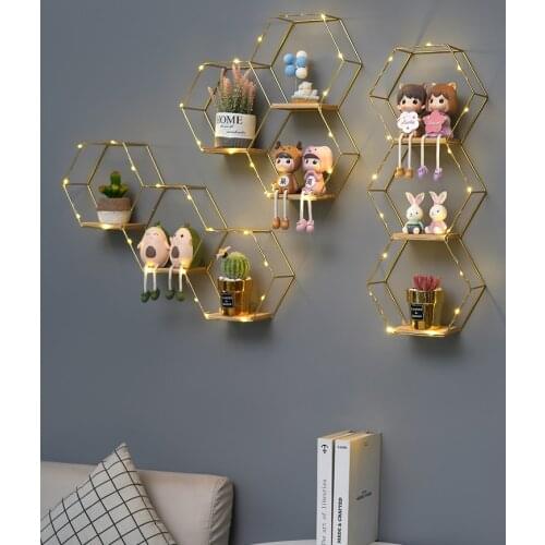 TT Wall Rack Punch-Free Bedroom Wall Decoration Creative Dining Room Wall Rack Bedside Rack
