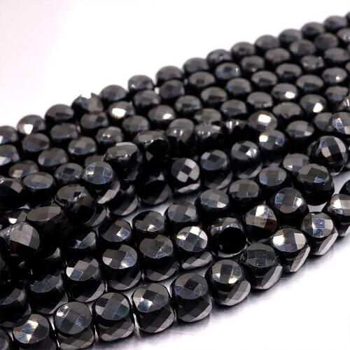 Natural stone black tourmaline faceted square beads for needlework making jewelry bracelet DIY necklace kralen bricolage