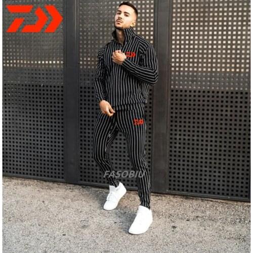 2021 Daiwa Mens New Fishing Clothing Suit Cotton Outdoor Camping Hiking Sport Set Striped Clothes Fashion Fishing Suits