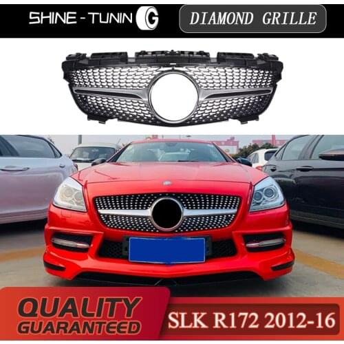 Front grille R172 Diamond grill Suitable for M-B SLK Class R172 GT GTR Grille SLK250 SLK350 SLK200 2012-16 without emblem