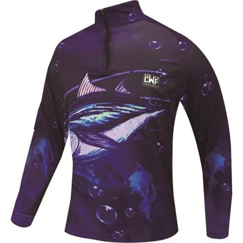 Fishing Shirts Polyester Print Sublimation Quick Dry Wears Clothes Long Sleeve Jerseys Custom Anti-UV Breathable Sportswear