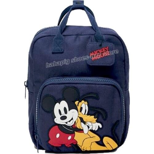 Disney Mickey Mouse Children Backpack Girl Boy Cartoon School Bag Dark Blue Polyester Rucksack Student Bookbag School Supplies