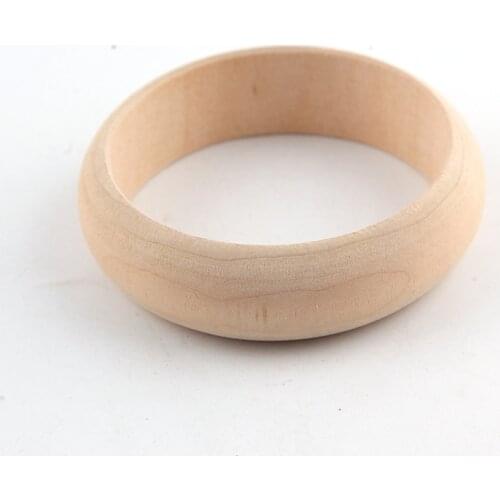 SANSHOOR Big Round DIY Unfinished Wooden Bangles Wood Bracelet 7.5cm Inner Diameter 2.5cm Width For Painting Jewelry 15pcs