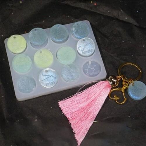 Silicone Mold Alloy Accessories For UV Resin Keychain Pendant Mold High Quality Christmas Halloween Gifts 12 Constellation