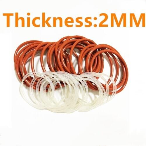 CS2mm Silicone O RING OD 5/5.5/6/6.5/7/7.5/8/8.5/9*2 mm 100PCS O-Ring VMQ Gasket seal Thickness 2mm ORing White Red Rubber