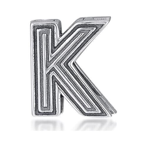 Fit Pandora Bracelets 26 Letters Clips Letter K Charms 925 Sterling Silver Original Beads for Women DIY Jewelry Making