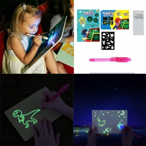 A3 A4 A5 LED Luminous Drawing Board Graffiti Doodle Drawing Tablet Magic Draw With Light-Fun Fluorescent Pen Educational Toys