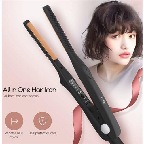 Ultra-Thin 2 in 1 Hair Straightener Hair Curler Professional Ceramic Flat Iron For Short Hair Women And Men Beard Straightener