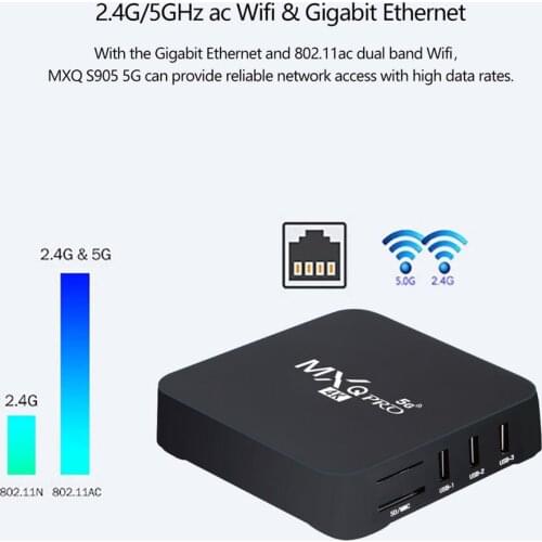 For MXQ PRO 5G Smart TV Box Android 9.0 4K 2.4G&5G WiFi Amlogic S905W 2GB 16GB HD 3D Android TV Box Media Player 1080P Global