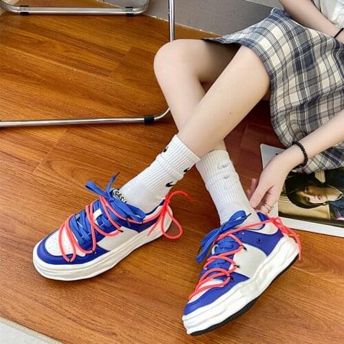 2021 Autumn Women Platform Sneakers Ulzzang Chunky Casual Shoes Fashion Sports Vulcanized Shoes Woman Thick Soled Trainers Green