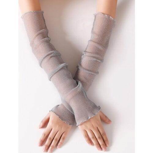 Women lace Arm Sleeves New Summer Sunscreen Protect Thin Silk Filigree Mesh Warmers for Lady Driving Cycling Gloves Cover
