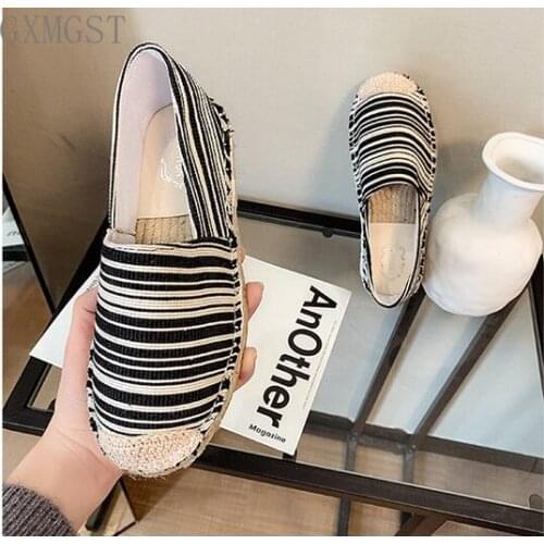 2021 Size 43 Womens Flat Shoes Gingham Style Womens Cane Loafers Shoes Unisex Flat Heel Round Toe Creeper Footwear