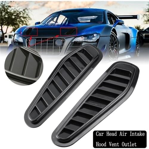 1 Pair Universal Car Head Air Intake Hood Vent Outlet Flow Vent Trim Louver Flow Spoiler Automobile Styling Decor Turbo Bonnet