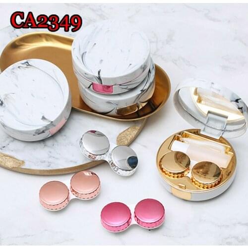 1Pcs Cute Marble Stripe Contact Lens Case Travel Glasses Lenses Box For Unisex Eyes Care Kit Holder Container