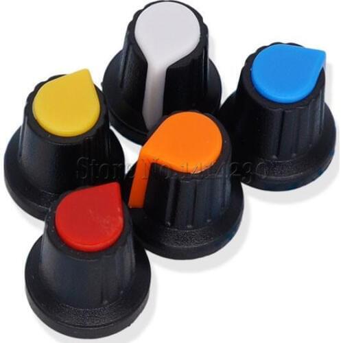 1Pack=5PCS WH148 Potentiometer Switch knob Cap Plastic Knob Plum Handle 15X17mm AG2 Handle 6MM BLACK RED YELLOW ORANGE WHITE