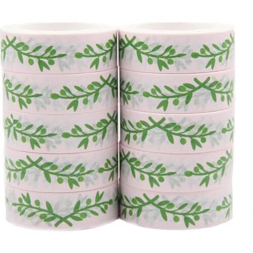 10PCS/lot 15MM*10M Green Leaves Washi Stickers Masking Tapes Decorative DIY Stationery office supplies kawaii washi tape set