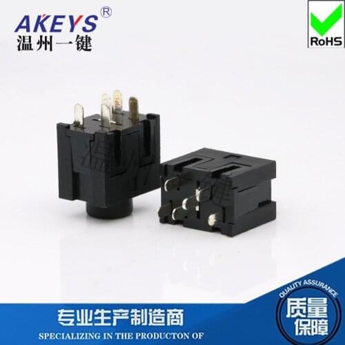 10 pcs PJ-333 3.5 mm Vertical Headphone Socket 6-foot Socket 4 Fixed-foot Power Socket Base pj333