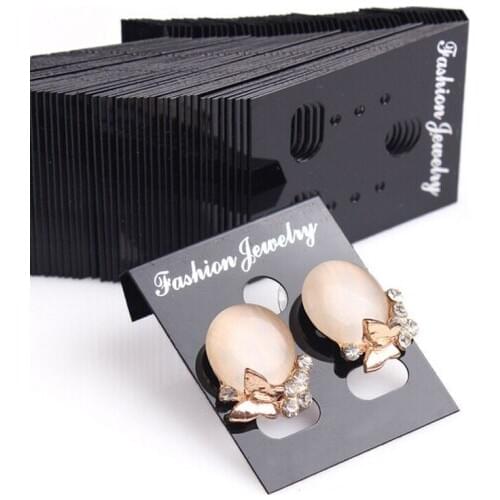 100pcs Professional Plastic Earring Ear Studs Holder Display Hang Cards Black Jewelry Stores Necessities