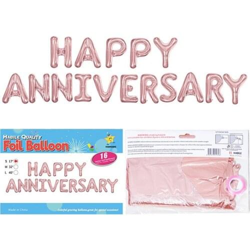 16Pcs Happy Anniversary Letters 17Inch Rose Gold Foil Balloons Party Ballons Anniversary Decoration