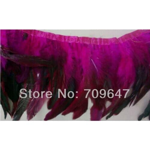 2Meters/Lot! Height 20cm Rose/Hot Pink Colour Rooster Tail Feathers Fringe Trimming,Feathers for Clothes