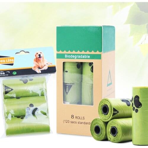 8 Rolls/Box Dog Poop Bag Degradation Disposable Garbage Bag Carton Pick Up Toilet Bags Cat Waste Bags Outdoor Clean Garbage Bag