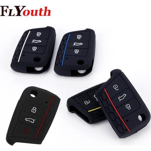 For Skoda Octavia A7 Key Case Bag Key Cover Car Accessories For Volkswagen Golf 7 mk7 New Polo Silicone Key Portect Cases Set