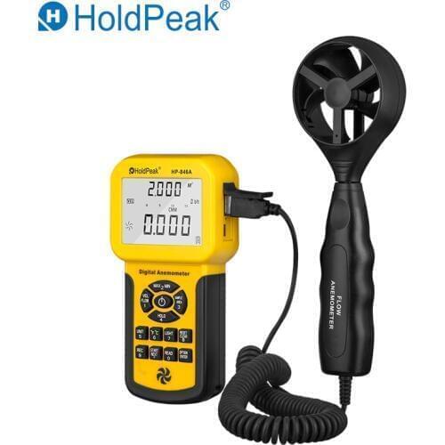 0.3~45m/s Wind Speed Sensor HoldPeak HP-846A Digital Anemometer Air Volume Measure Instrument Data Record & Handheld Tester