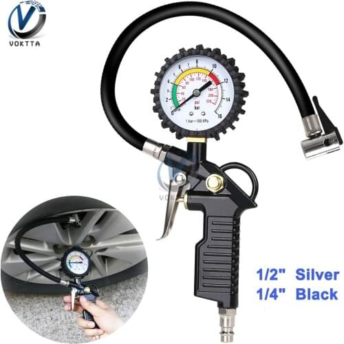0-220PSI Tire Inflator Tire Pressure Gun Barometer for Car 1/2" 1/4" NPT Digital Tire Pressure Gauge Tire Pressure Monitor 3 in1