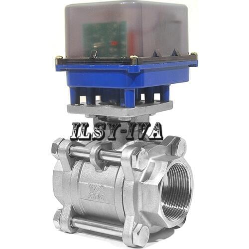 DN40 two-way motorized ball valve,AC12V/24V/220V three piece type electric ball valve