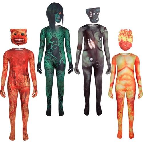 Halloween Costume for Kids Anime SCP Foundation Child Cosplay Boys Girls Bodysuit Cartoon Disfraces Carnival Party Clothing+mask