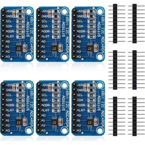 Top Deals 6 PCS ADS1115 Analog to Digital Converter 16 Bit ADC Module Converter with Programmable Gain Amplifier for Raspberry P