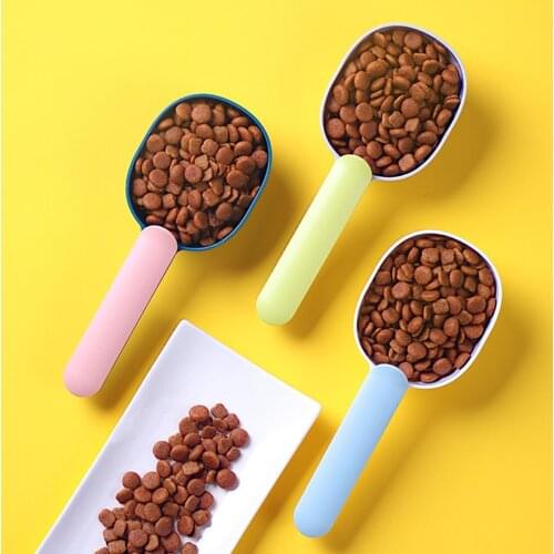 Multifunctional Dog Food Spoon Pet Feeding Spoon With Sealed Bag Clip Creative Measuring Cup Curved Design,Easy To Clean