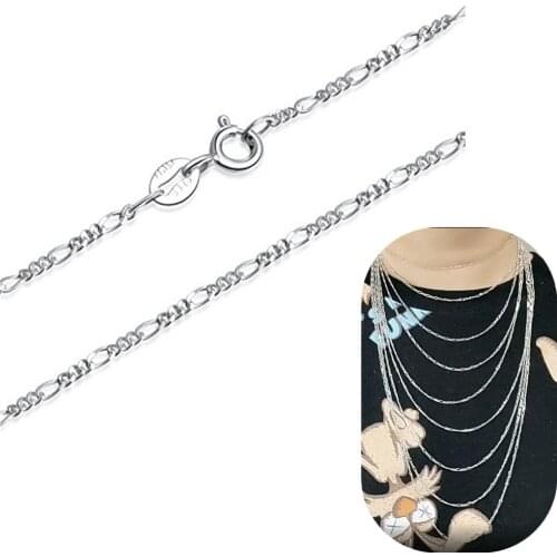 Fashion Jewelry 1.5mm 925 Sterling Silver Italian Figaro Chain Necklace 14-30 Inch For Pendanct