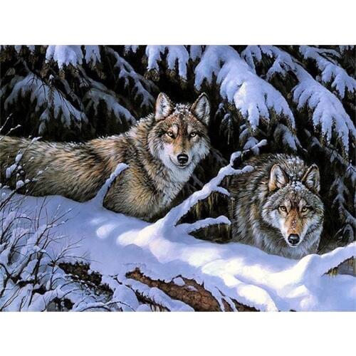 DIY Digital Painting By Numbers Package Coniferous forest Wolf oil painting mural Kits Coloring Wall Art Picture Gift frameless