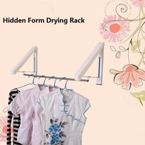 New Stainless Steel Wall Mount Telescopic Hanger Home Indoor Foldable Drying Rack Towel Rack Kitchen Kitchenware Storage Rack