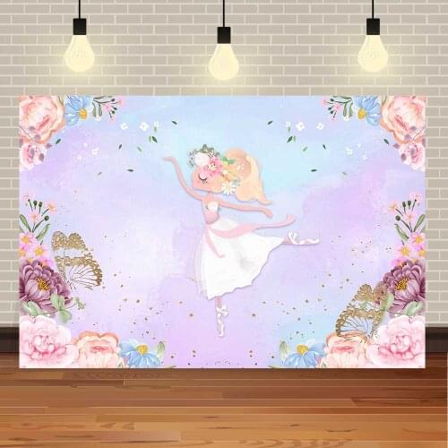 Seekpro Happy Birthday Balloon Princess Girl Flower Watercolor Pink Lovely Baby Customized Photo Backdrop Photography Background