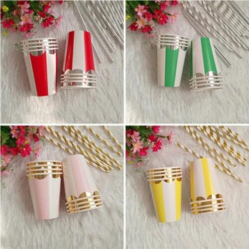 New Colorful Once Disposable Paper Cup Thickening Inner Coating Party Tableware Wedding Birthday Supplies Tableware Water Cup