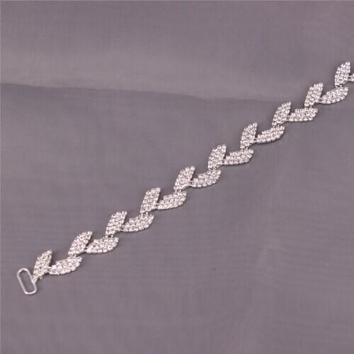 New Design High Quality Silver Rhinestone Wedding Bridal Belt Sash with Ribbon for Prom Dress