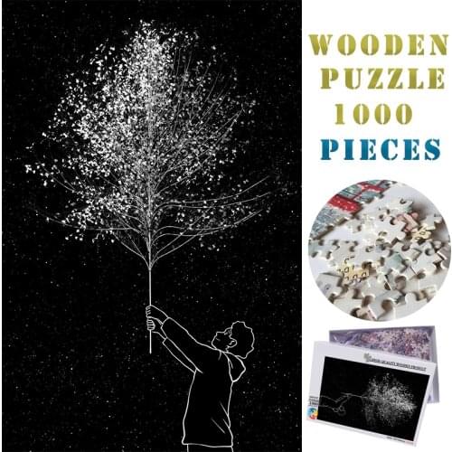 MOMEMO Boy and Tree 1000 Pieces Jigsaw Puzzles Creative Painting Adults Puzzle Toys 1000 Pieces Jigsaw Wooden 1000 Pieces Puzzle