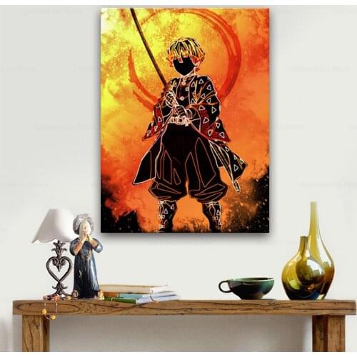 Agatsuma Zenitsu Demon Slayer Poster Canvas Wall Art Decoration prints for living Kid Children room Home bedroom decor Painting