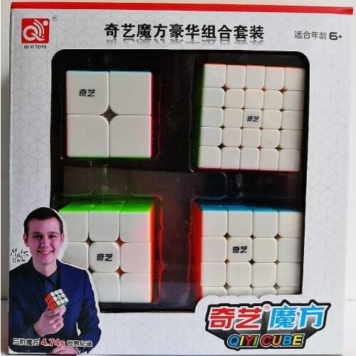 Qiyi Gift Box Speed Magic Cube Set 2x2x2 3x3x3 4x4x4 5x5x5 Pyramid Dodecahedron Mastermorphix Skew Educational Toys Cubo Magico